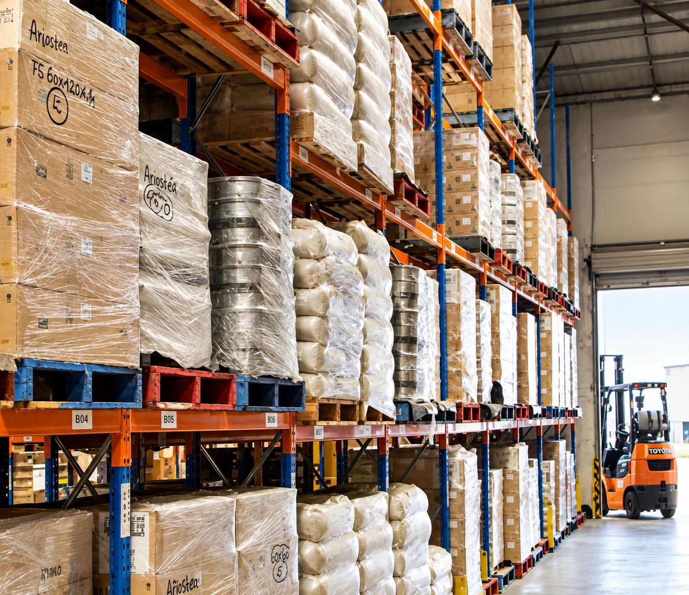 Stored products in warehouse